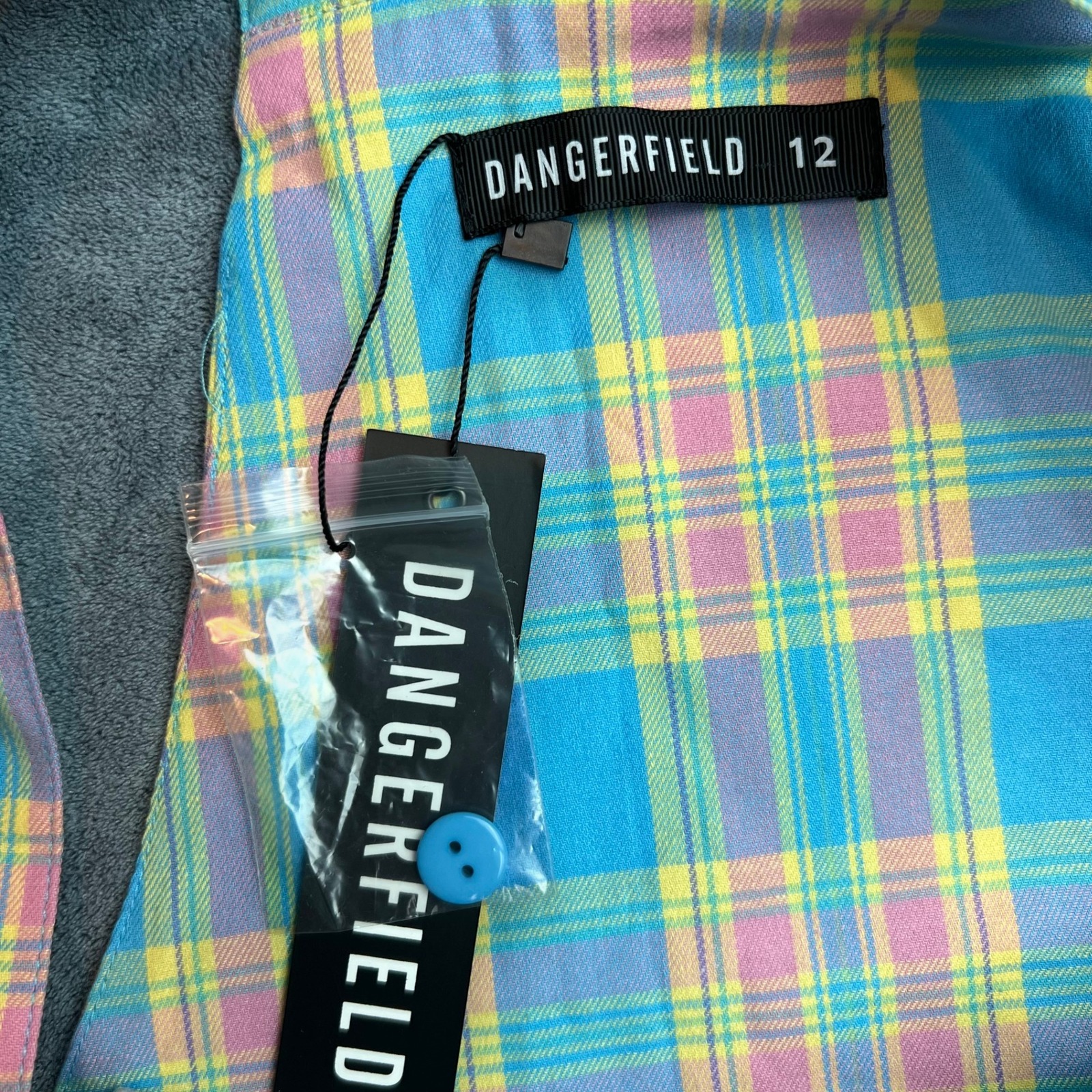 Dangerfield Plaid Shortalls Overall Shorts Womens Au 12 Us 8 Medium Pastel Nwt — image 3 of 8